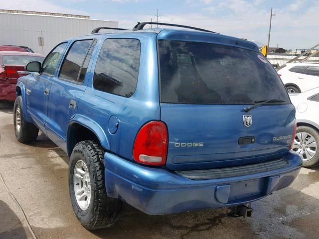 1D4HS48Z13F627334 - 2003 DODGE DURANGO SL BLUE photo 3