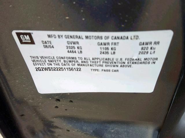 2G2WS522251156122 - 2005 PONTIAC GRAND PRIX 灰色 照片 10