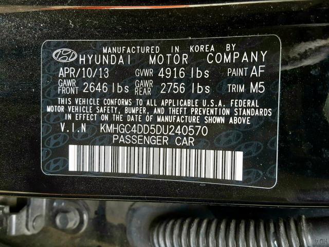 KMHGC4DD5DU240570 - 2013 HYUNDAI GENESIS 3.8L  photo 10