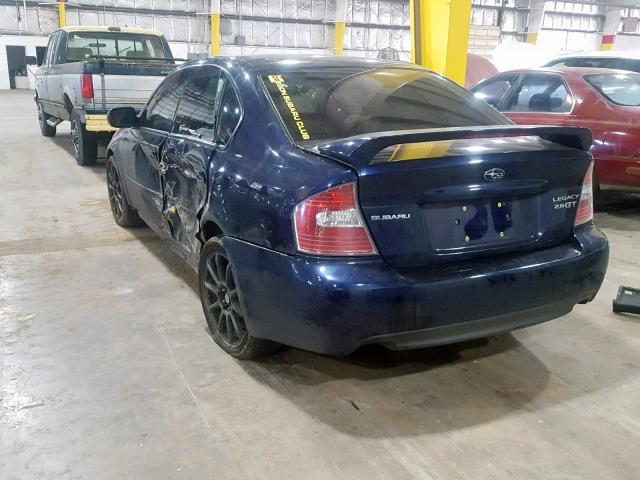 4S3BL676654203374 - 2005 SUBARU LEGACY GT BLUE photo 3