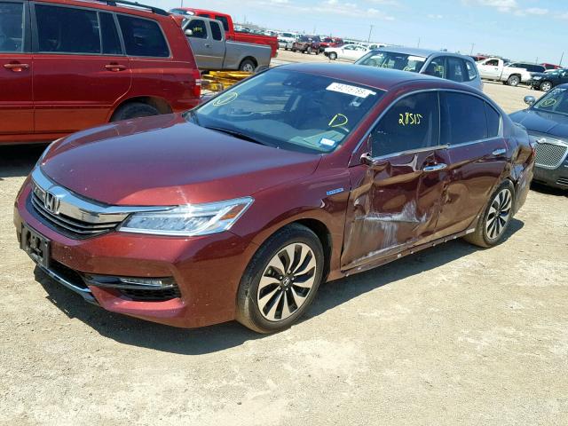 JHMCR6F71HC017215 - 2017 HONDA ACCORD HYB BURGUNDY photo 2