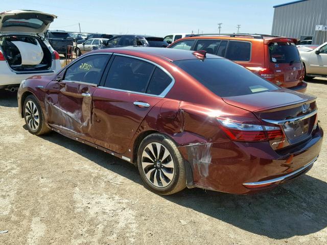 JHMCR6F71HC017215 - 2017 HONDA ACCORD HYB BURGUNDY photo 3