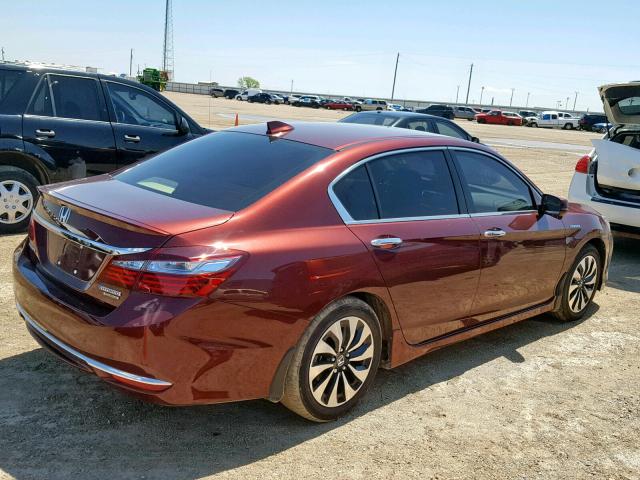 JHMCR6F71HC017215 - 2017 HONDA ACCORD HYB BURGUNDY photo 4