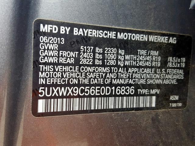 5UXWX9C56E0D16836 - 2014 BMW X3 XDRIVE2 SILVER photo 10