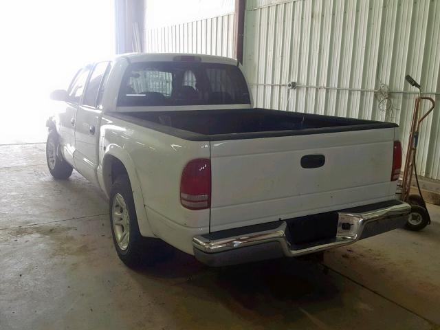 1B7HL48X82S707308 - 2002 DODGE DAKOTA QUA WHITE photo 3