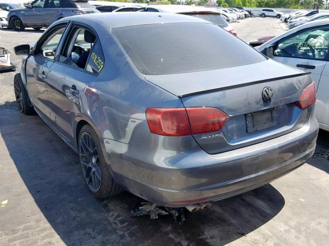 3VW2K7AJ7BM115078 - 2011 VOLKSWAGEN JETTA BASE GRAY photo 3