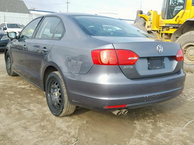 3VW2K7AJ9DM217033 - 2013 VOLKSWAGEN JETTA BASE CHARCOAL photo 3