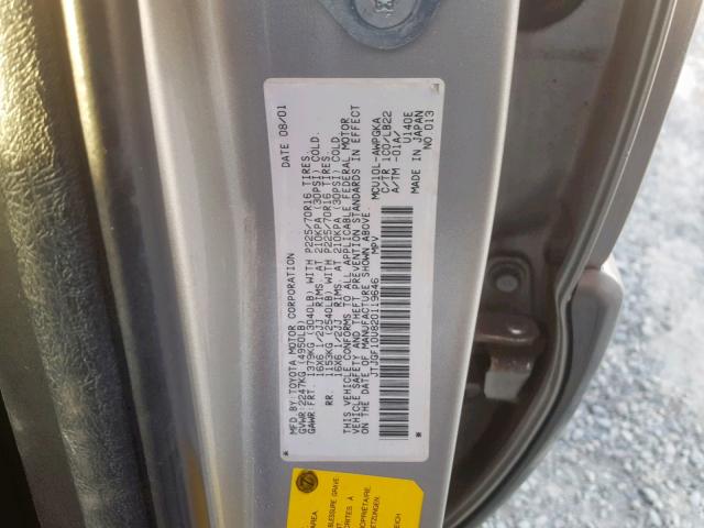 JTJGF10U820119646 - 2002 LEXUS RX 300 GRAY photo 10