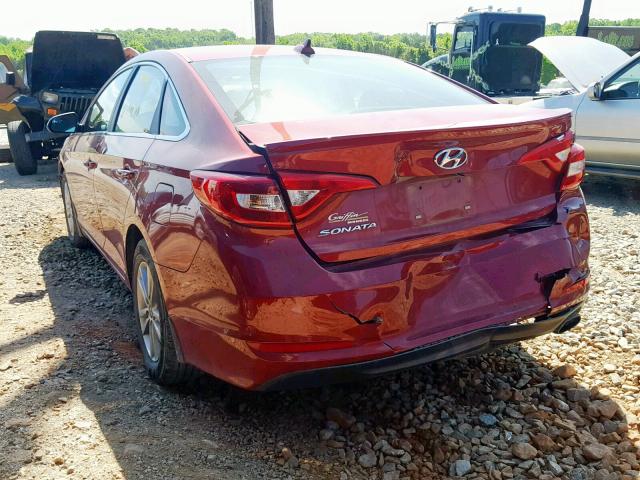 5NPE24AF7FH257436 - 2015 HYUNDAI SONATA SE RED photo 3