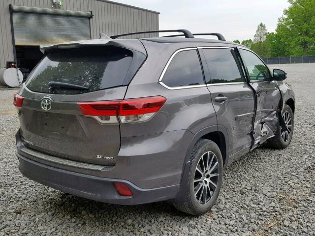 5TDJZRFH5HS420454 - 2017 TOYOTA HIGHLANDER GRAY photo 4