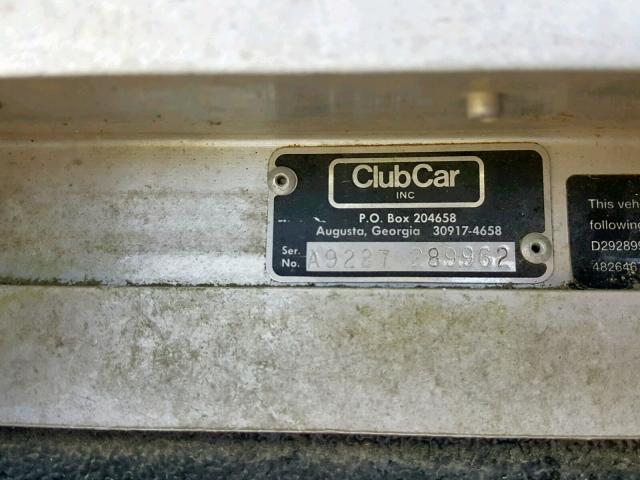 A9227289962 - 1986 CLUB GOLF CART WHITE photo 10
