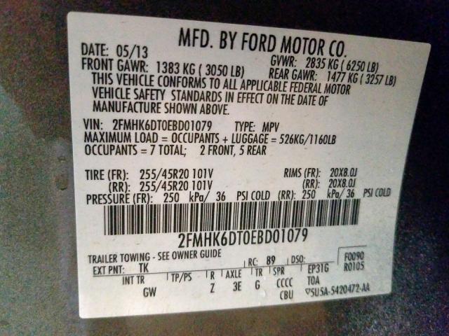 2FMHK6DT0EBD01079 - 2014 FORD FLEX LIMITED  photo 10