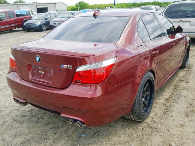 WBSNB93557CX06961 - 2007 BMW M5 MAROON photo 4