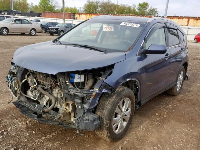 5J6RM4H77DL029921 - 2013 HONDA CR-V EXL BLUE photo 2