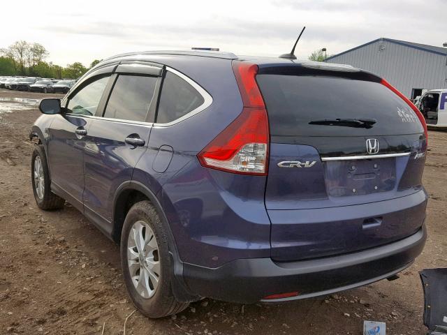 5J6RM4H77DL029921 - 2013 HONDA CR-V EXL BLUE photo 3