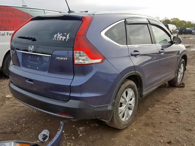 5J6RM4H77DL029921 - 2013 HONDA CR-V EXL BLUE photo 4