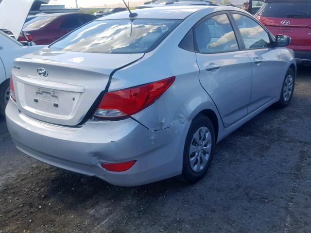 KMHCT4AE1GU996574 - 2016 HYUNDAI ACCENT SE SILVER photo 4