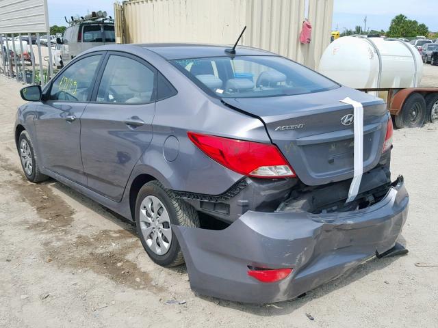 KMHCT4AE2GU003387 - 2016 HYUNDAI ACCENT SE GRAY photo 3