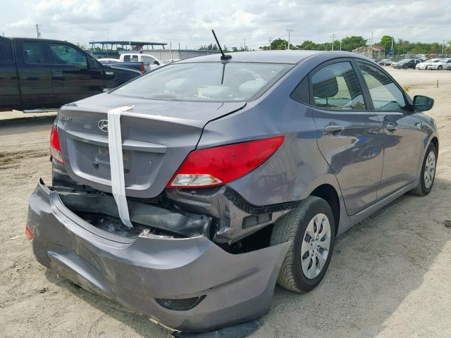 KMHCT4AE2GU003387 - 2016 HYUNDAI ACCENT SE GRAY photo 4