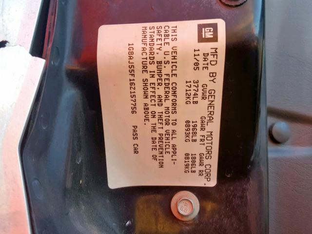 1G8AJ55F16Z157756 - 2006 SATURN ION LEVEL SILVER photo 10