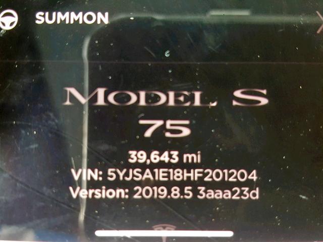 5YJSA1E18HF201204 - 2017 TESLA MODEL S أسود صورة 8