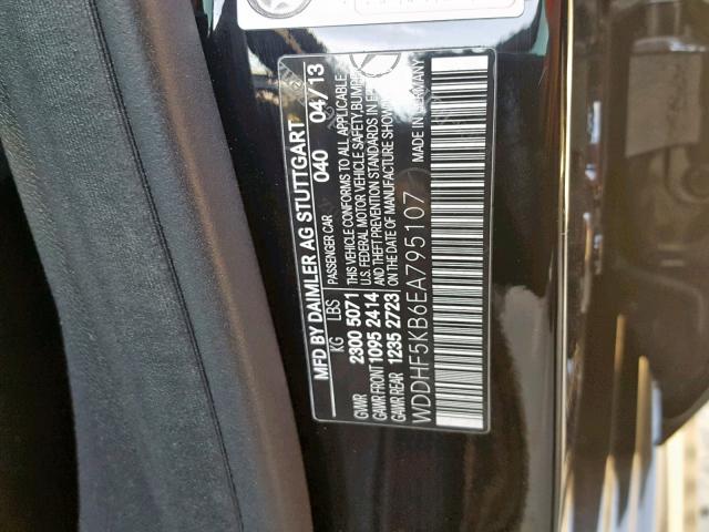 WDDHF5KB6EA795107 - 2014 MERCEDES-BENZ E 350 BLACK photo 10