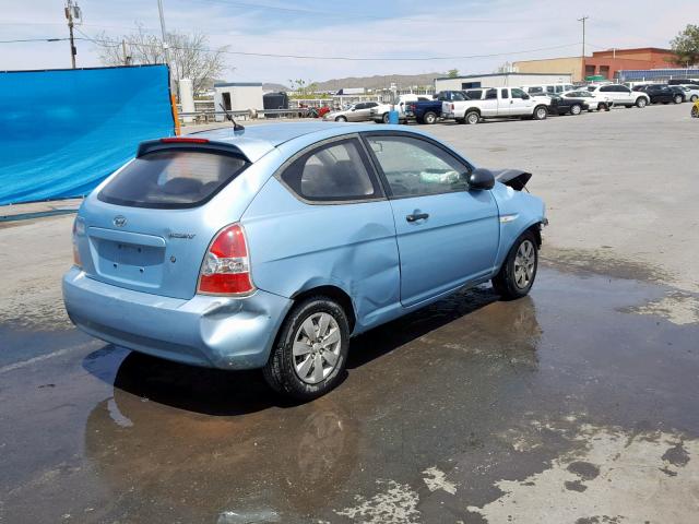 KMHCM36C39U123619 - 2009 HYUNDAI ACCENT GS BLUE photo 4