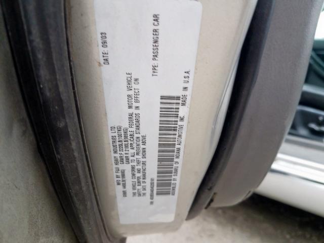 4S3BE646045205161 - 2004 SUBARU LEGACY GT  photo 10