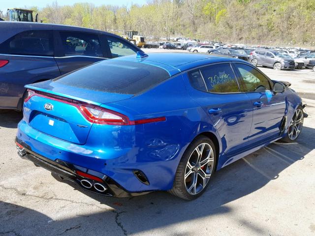 KNAE45LCXK6045747 - 2019 KIA STINGER GT BLUE photo 4