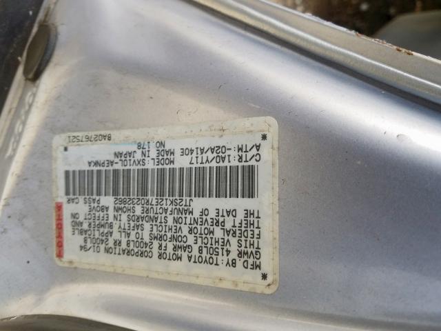 JT2SK12E7R0232862 - 1994 TOYOTA CAMRY LE  photo 10