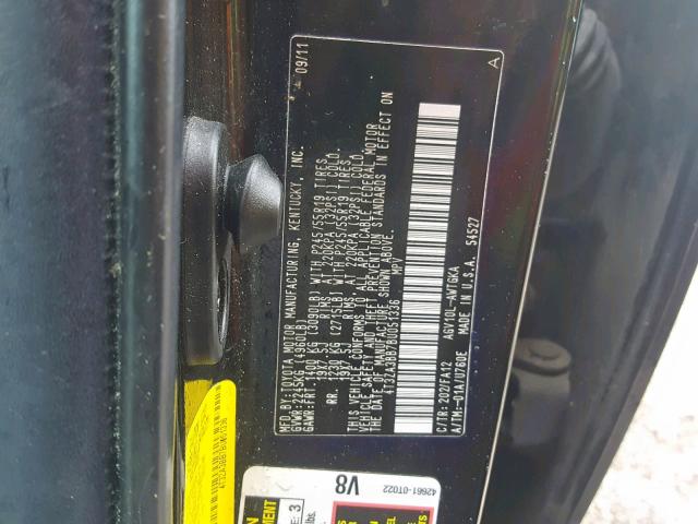 4T3ZA3BB7BU051336 - 2011 TOYOTA VENZA BLACK photo 10