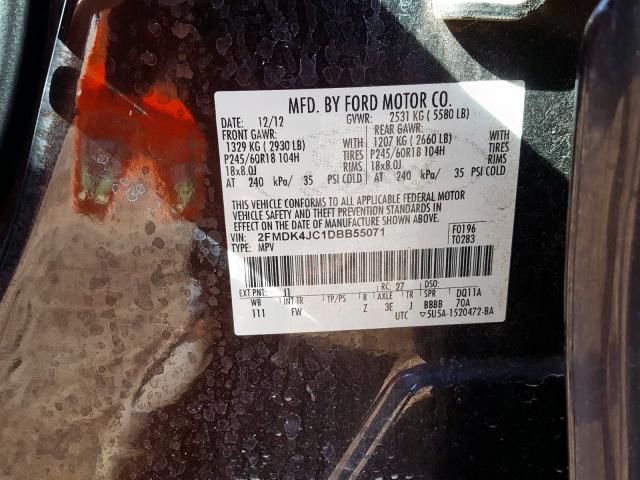 2FMDK4JC1DBB55071 - 2013 FORD EDGE SEL  photo 10