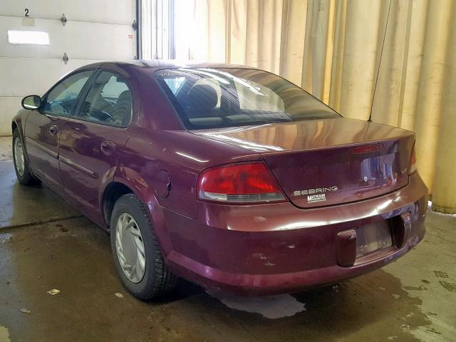 1C3EL46X41N641721 - 2001 CHRYSLER SEBRING LX MAROON photo 3