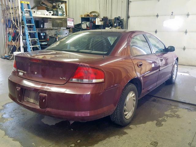 1C3EL46X41N641721 - 2001 CHRYSLER SEBRING LX MAROON photo 4