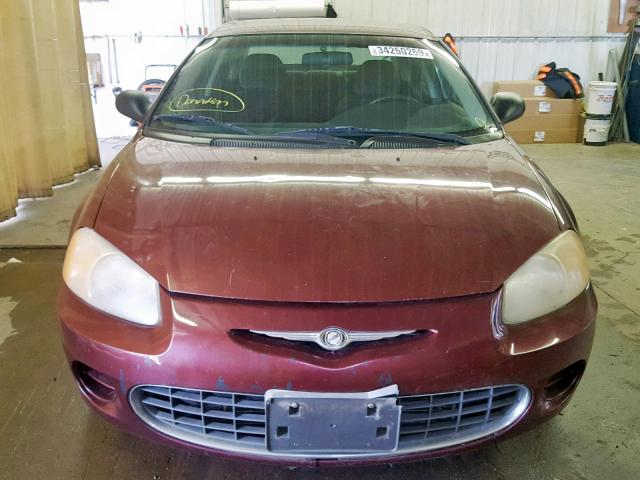 1C3EL46X41N641721 - 2001 CHRYSLER SEBRING LX MAROON photo 9