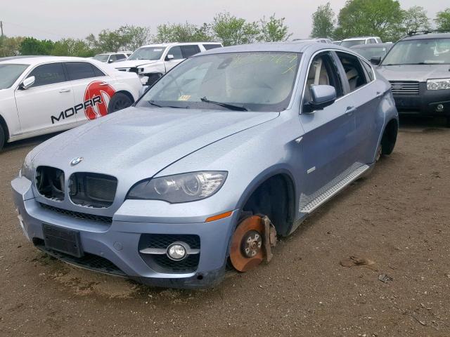 5UXFH0C58BLC66458 - 2011 BMW X6 HYBRID BLUE photo 2