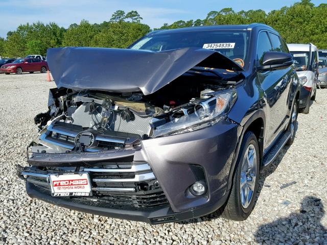 5TDYZRFH7KS319129 - 2019 TOYOTA HIGHLANDER GRAY photo 2