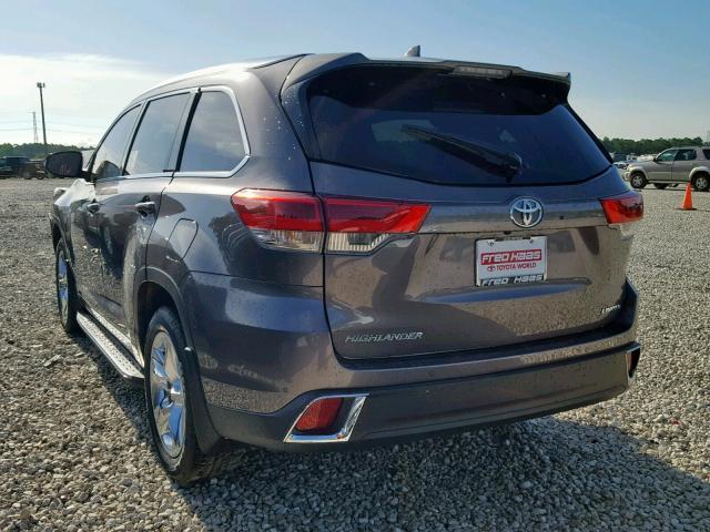 5TDYZRFH7KS319129 - 2019 TOYOTA HIGHLANDER GRAY photo 3