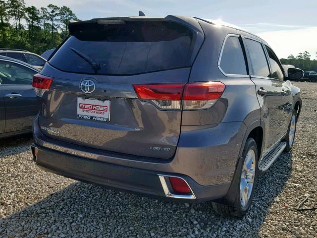 5TDYZRFH7KS319129 - 2019 TOYOTA HIGHLANDER GRAY photo 4