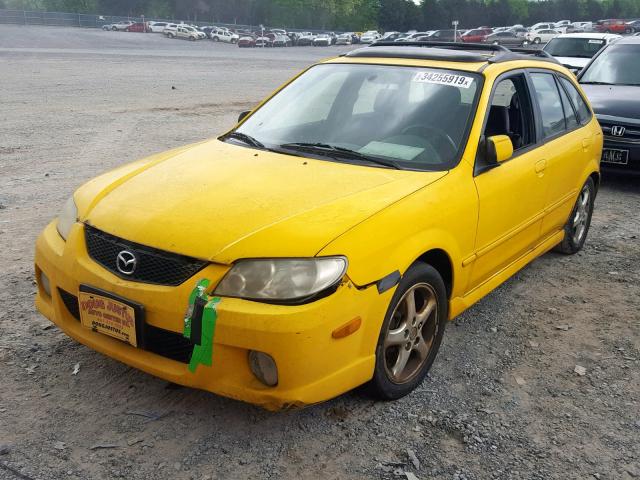 JM1BJ246521554230 - 2002 MAZDA PROTEGE PR YELLOW photo 2