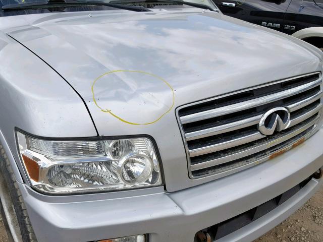 5N3AA08CX5N809230 - 2005 INFINITI QX56 SILVER photo 9