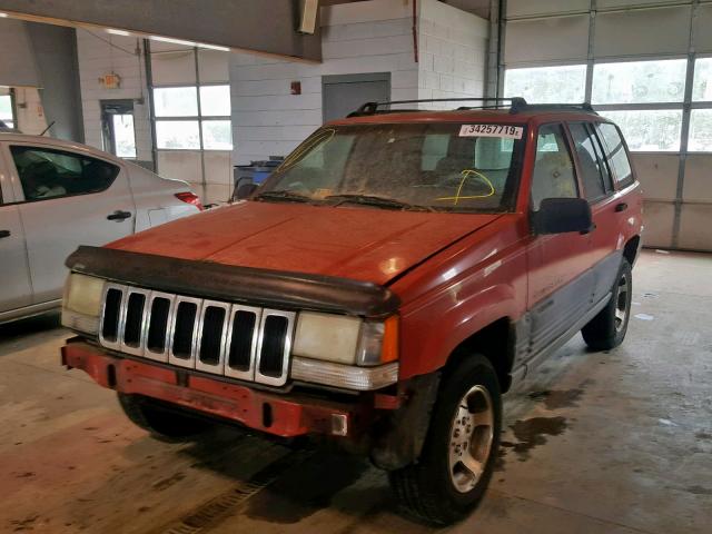 1J4GZ58S9VC694369 - 1997 JEEP GRAND CHER RED photo 2