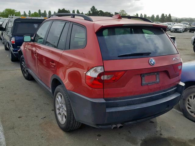 WBXPA73454WB29816 - 2004 BMW X3 2.5I BURGUNDY photo 3