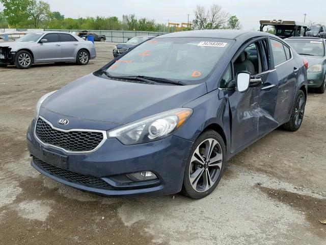 KNAFX4A87E5193305 - 2014 KIA FORTE EX BLUE photo 2