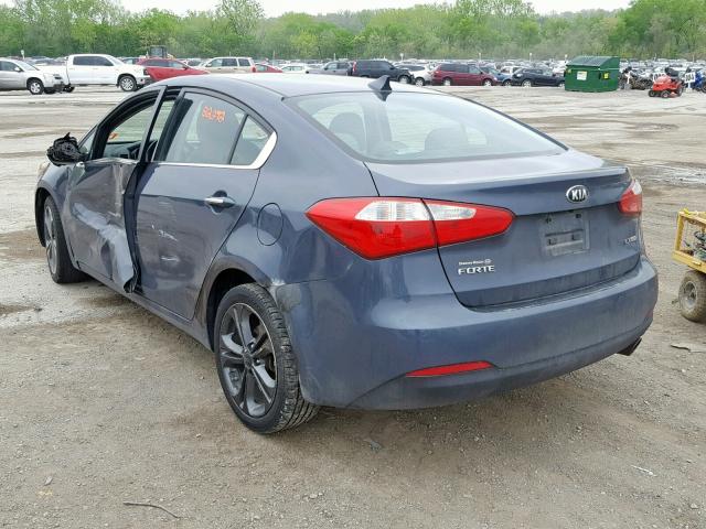 KNAFX4A87E5193305 - 2014 KIA FORTE EX BLUE photo 3