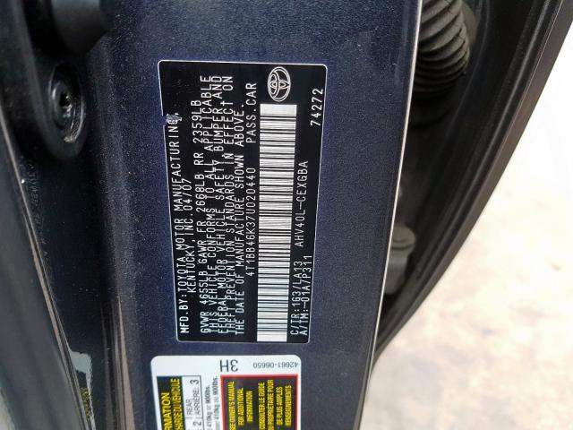 4T1BB46K37U020440 - 2007 TOYOTA CAMRY HYBRID  photo 10