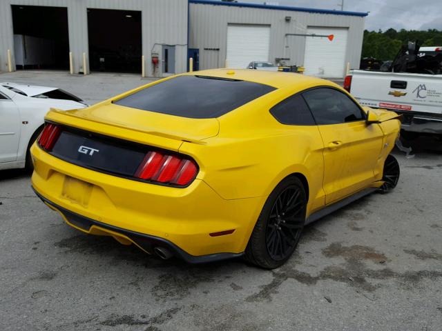 1FA6P8CF1F5301530 - 2015 FORD MUSTANG GT YELLOW photo 4