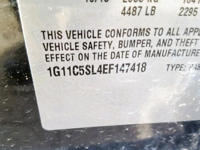 1G11C5SL4EF147418 - 2014 CHEVROLET MALIBU 1LT GRAY photo 10