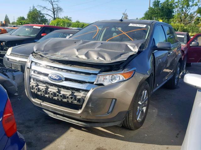 2FMDK3KC9EBA25968 - 2014 FORD EDGE LIMIT GRAY photo 2