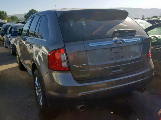 2FMDK3KC9EBA25968 - 2014 FORD EDGE LIMIT GRAY photo 3